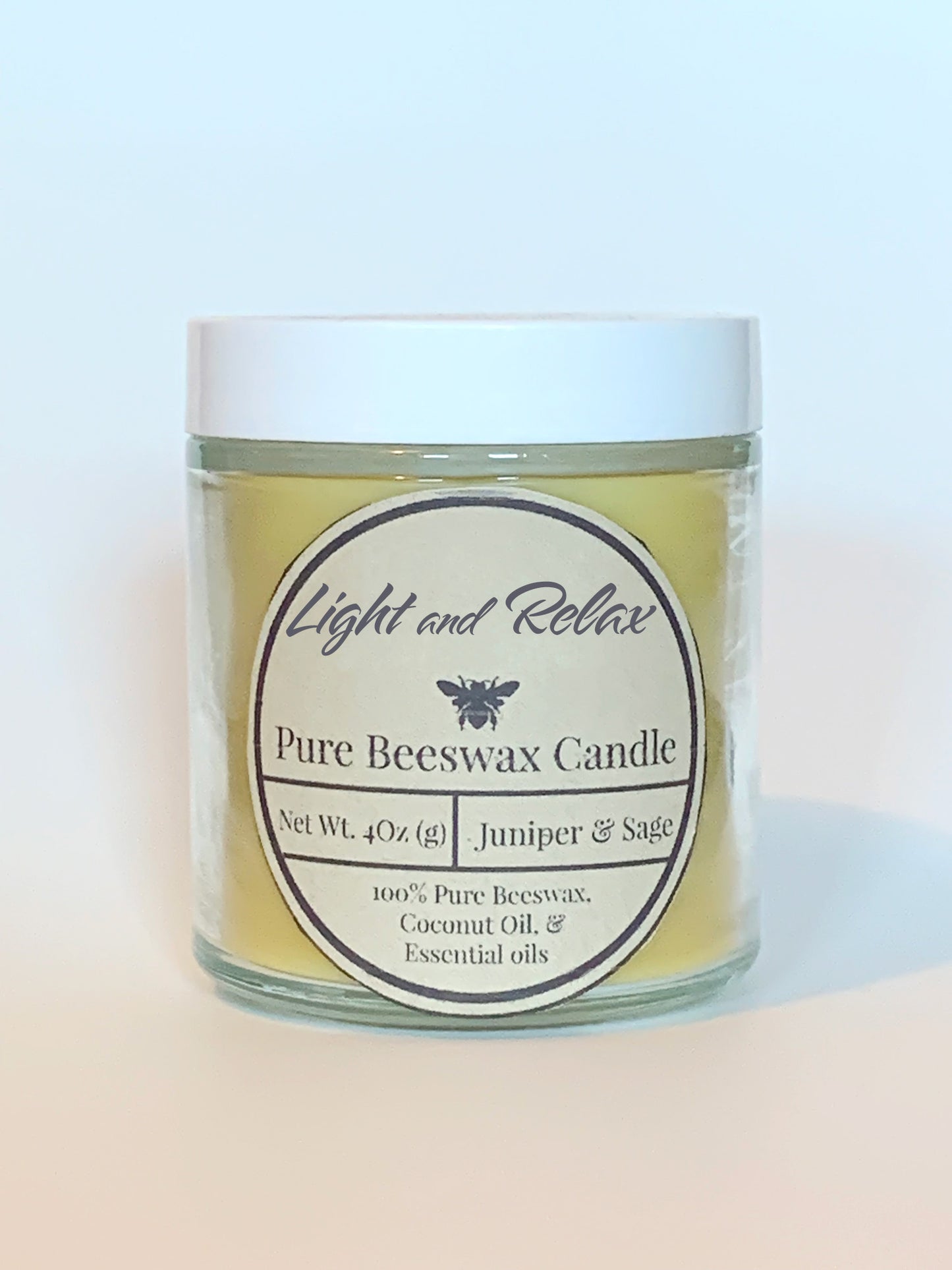 Pure Beeswax Candle with Juniper and Sage Essential Oils